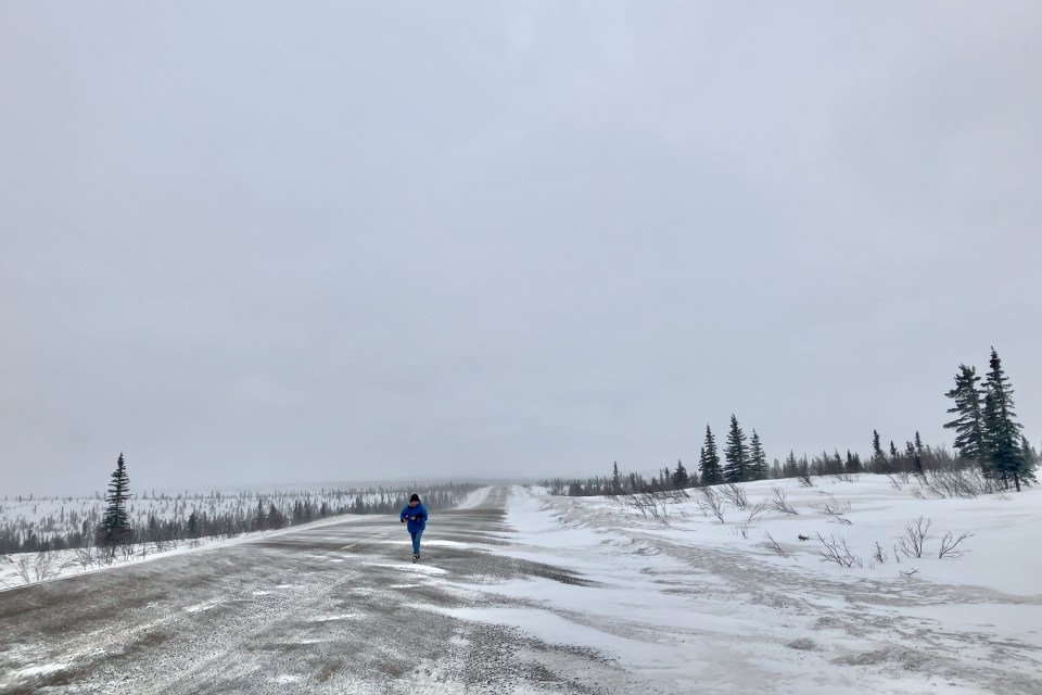 Chloe Williams on the Dempster Highway. Simona Rosenfield/Cabin Radio