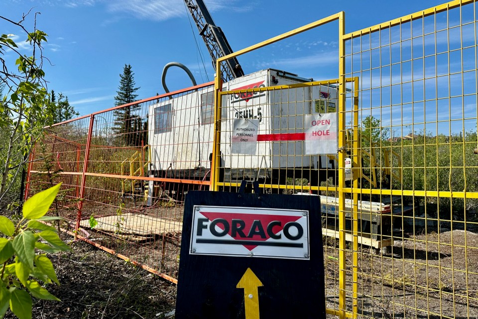 Drilling equipment at the site. Andrew Goodwin/Cabin Radio