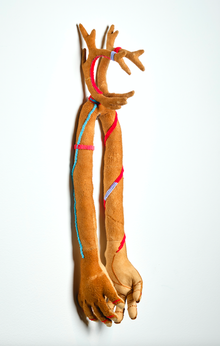 Melaw Nakehk'o's caribou-hide soft sculpture.
