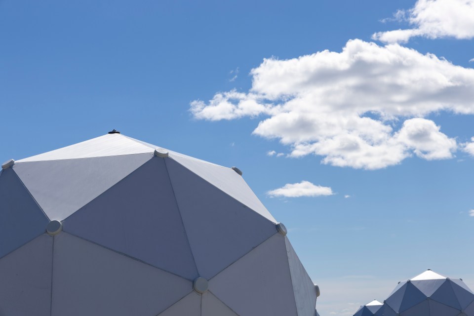Antenna domes at a satellite network portal on the edge of Yellowknife. Ollie Williams/Cabin Radio