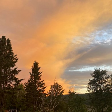 Wildfire smoke is seen from Fort Liard in July 2024. Photo: Miranda Holly