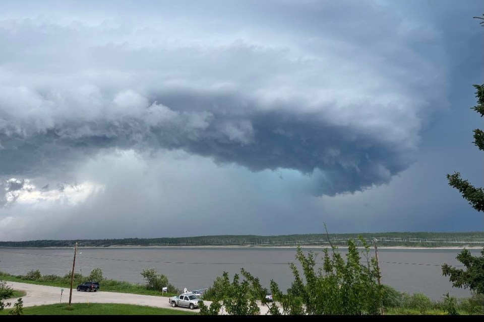 A cloud formation over Fort Simpson on July 8, 2024. Photo: Mike Canney