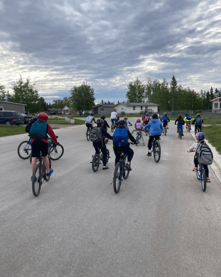 A "bike bus" taking place in Hay River during June 2024. Photo: Town of Hay River