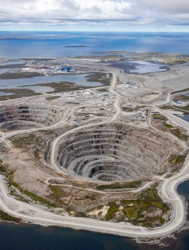 The Diavik diamond mine is seen in a photo provided by Rio Tinto. The A154 pit is on the right.