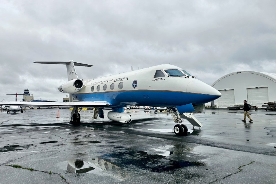 A Nasa Gulfstream III aircraft parked at Yellowknife Airport on August 14, 2024. Caelan Beard/Cabin Radio