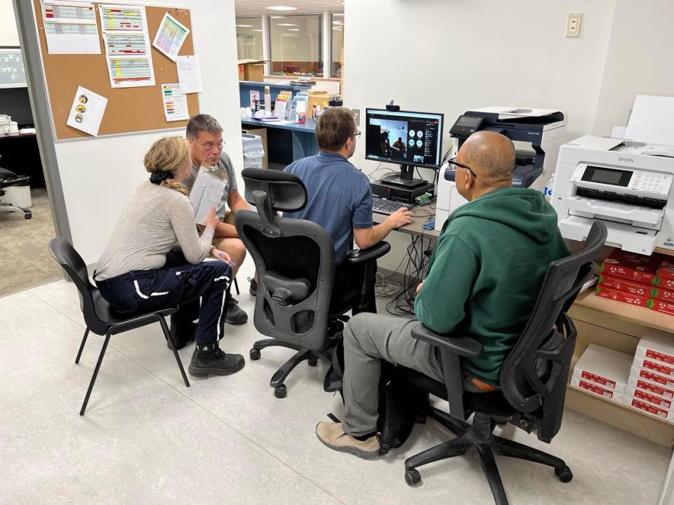 Fort Smith staff and councillors inside the town's first operations centre during the evacuation. Photo: Supplied