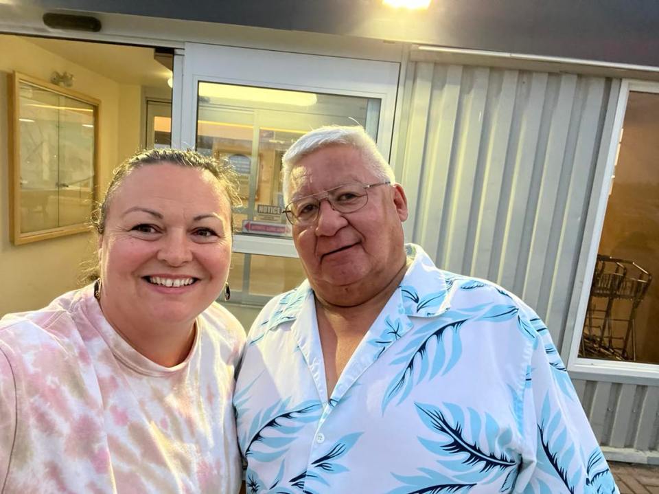 Dana Fergusson, left, with Mayor of Fort Smith Fred Daniels in 2023. Photo: Supplied