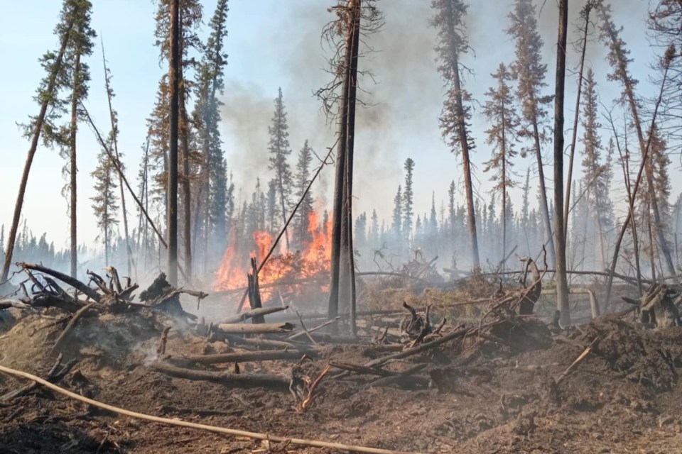 A wildfire near the Alberta border in August 2024. Photo submitted by Dylan Jones