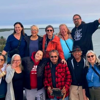 A submitted photo of the Blondin-Boland cousins in Yellowknife during their ancestral journey.