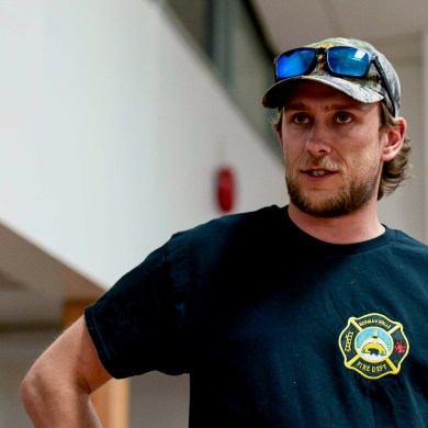 Norman Wells fire chief Brandon Scott in June 2024. Photo: Kelsey Henderson