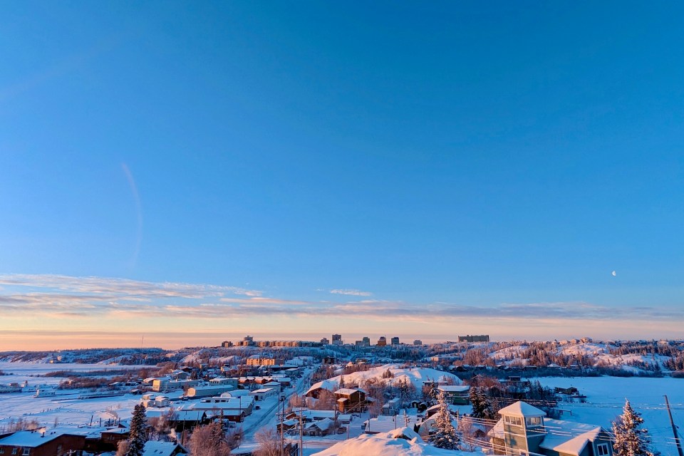 Yellowknife is seen from Pilots' Monument on January 13, 2023. Ollie Williams/Cabin Radio
