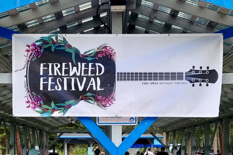 A sign at the 2022 Fireweed Festival as seen in a photo published to Facebook.