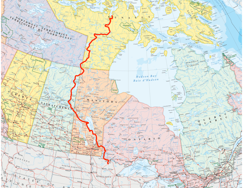 The route drawn up for Fritz and Rau's paddle.