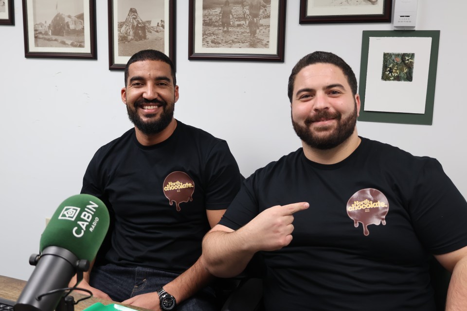 North Chocolate owners Hamza El Ghazlani, left, and Yassine Riahi. Aastha Sethi/Cabin Radio