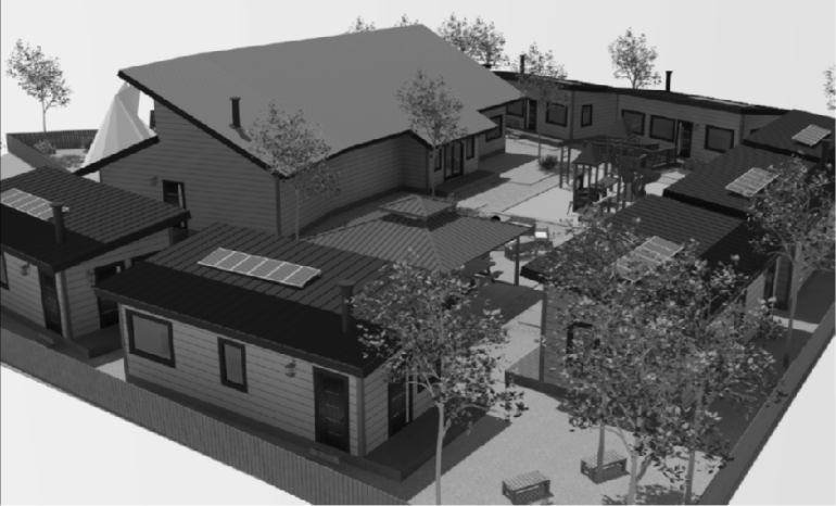 A black and white visualization of how the Nihtat Tiny Home Village is expected to look.Image: Nihtat Gwich'in Council
