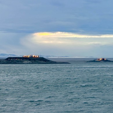 Equipment on islands in the Mackenzie River that form part of Imperial Oil's Norman Wells facility. Andrew Goodwin/Cabin Radio