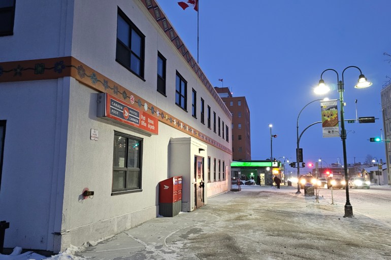 A shuttered post office in downtown Yellowknife on November 15, 2024. Ollie Williams/Cabin Radio