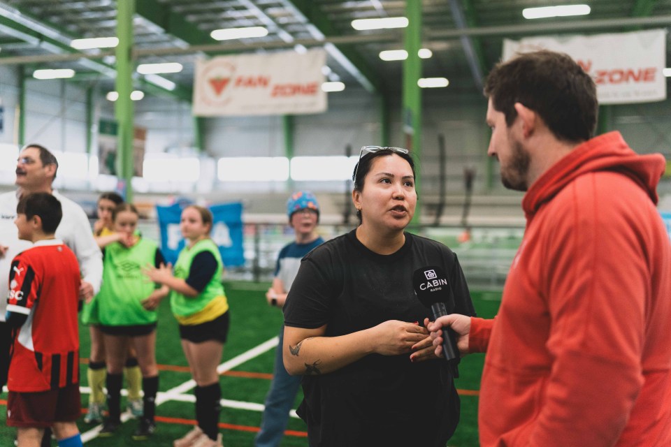 Mercedes Rabesca was interviewed as the Football for Schools program ended. Sarah Pruys/NWT Soccer