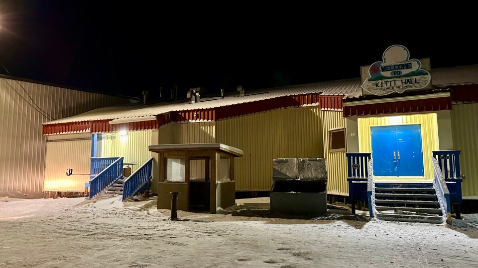 A Tesla Destination Charger on the far left of Kitti Hall in Tuktoyaktuk. Photo: Hamlet of Tuktoyaktuk