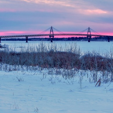 The Deh Cho Bridge outside Fort Providence in winter. Michael Ewen/Dreamstime