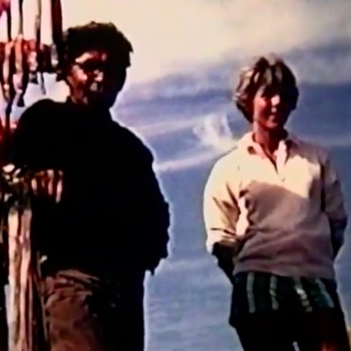 A still from the Molson family video of their 1962 trip along the Mackenzie River.