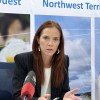 Finance minister Caroline Wawzonek speaks to reporters ahead of the 2025-26 budget release. Emily Blake/Cabin Radio