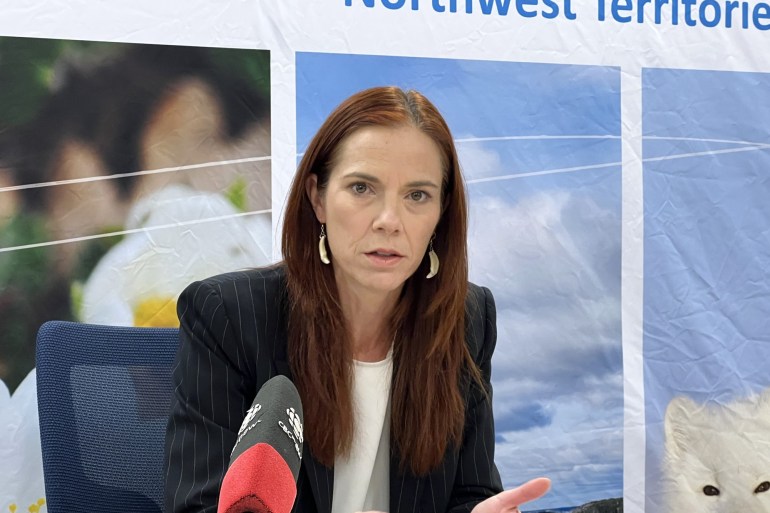 Finance minister Caroline Wawzonek speaks to reporters ahead of the 2025-26 budget release. Emily Blake/Cabin Radio