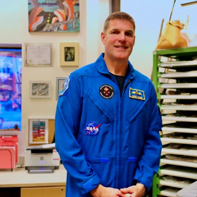 Canadian Space Agency astronaut Jeremy Hansen at the Prince of Wales Northern Heritage Centre. Emily Blake/Cabin Radio