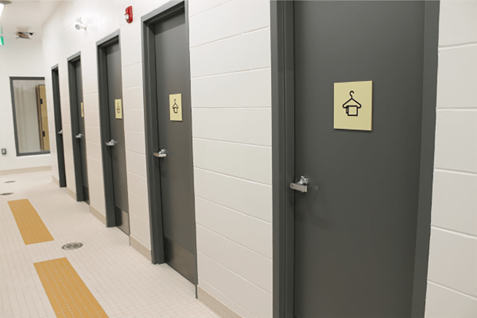 Universal change rooms at Yellowknife's aquatic centre. Photo: City of Yellowknife