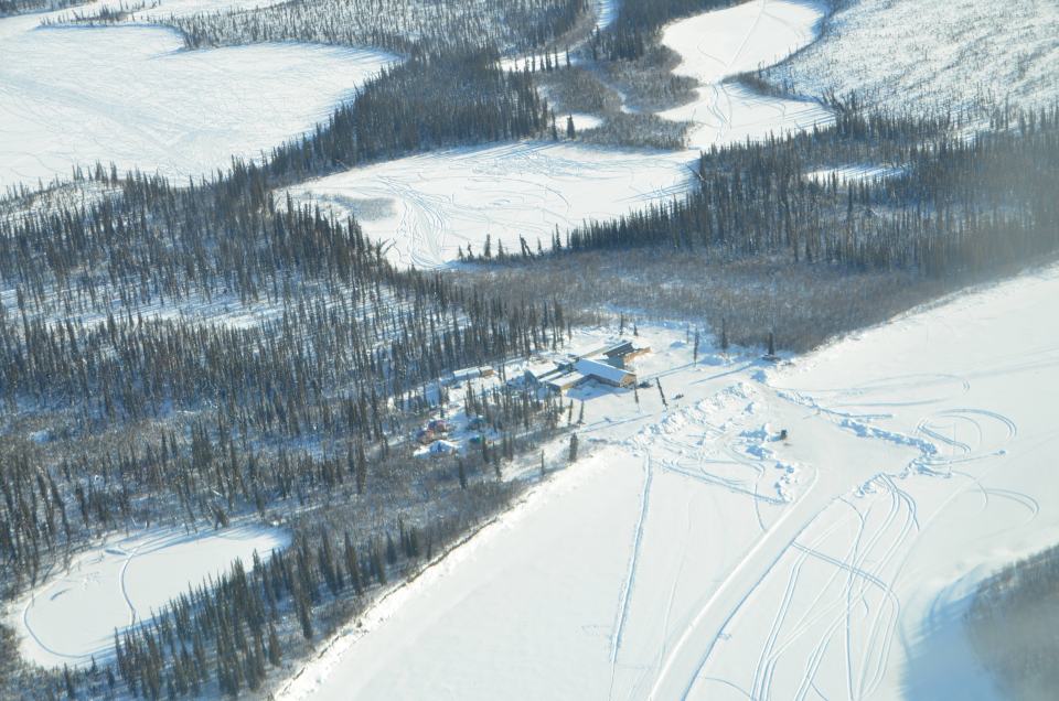 Snowmobile tracks outside the Gwich'in Wellness Centre in early March. Photo: Karli Zschogner