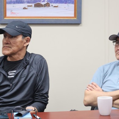 Joseph Kochon, left, and David Kodzi. Aastha Sethi/Cabin Radio