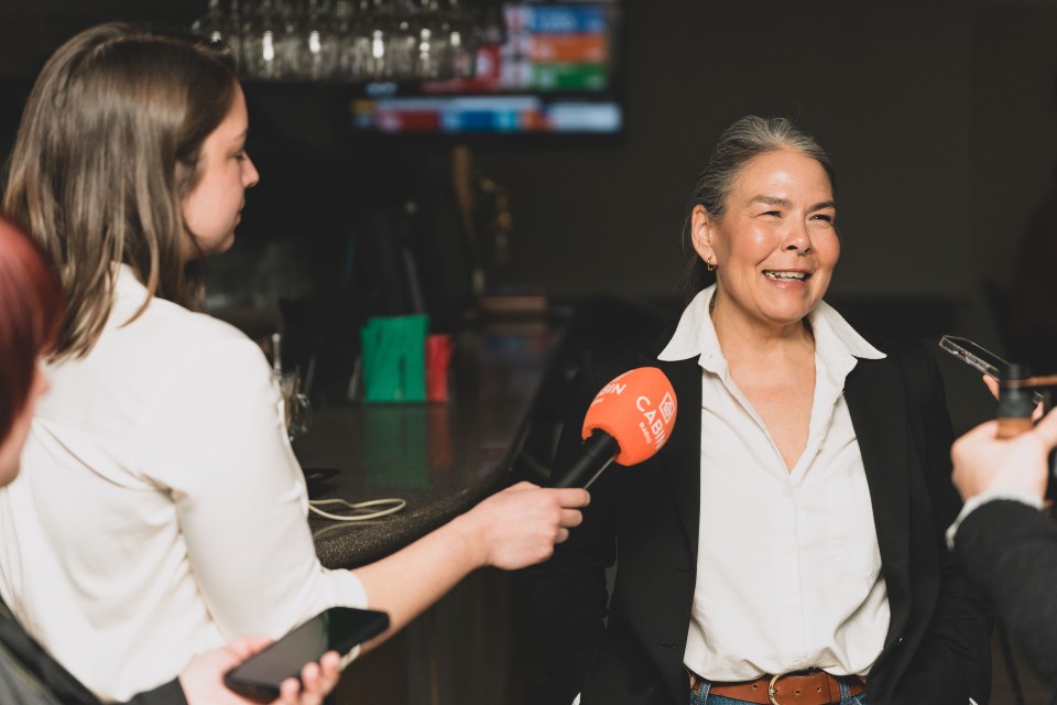 Kimberly Fairman at her election-night gathering. Sarah Pruys/Cabin Radio