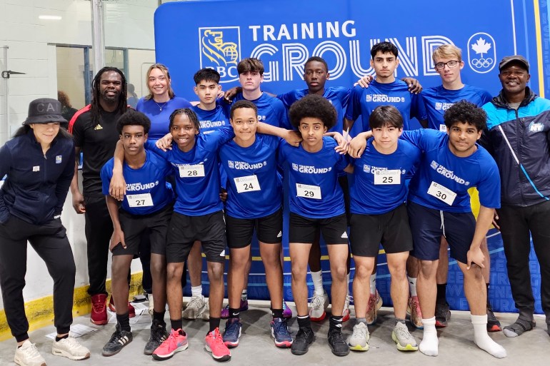 Some of the contenders at RBC Training Ground's Yellowknife talent ID camp on May 24, 2025. Ehxea Antoine/Cabin Radio