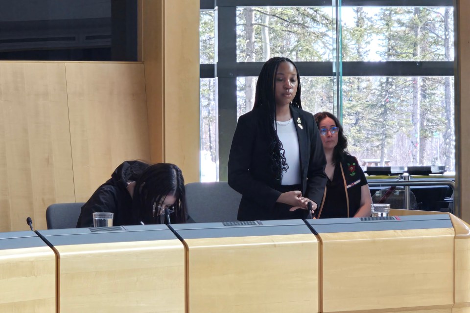 Leanne Karembera speaks during Youth Parliament. Photo: Robert Hawkins