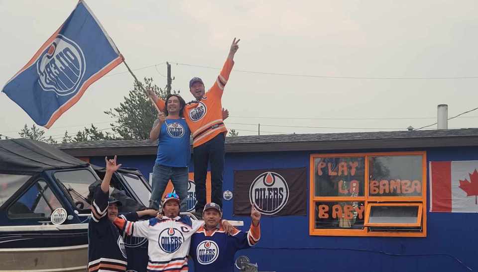 "Oilers fans here in Edzo Kò," said Luke and Wendy Grosco. Photo: Submitted