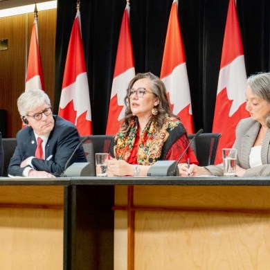 Indigenous services minister Mandy Gull-Masty, centre, in a photo published by her office.