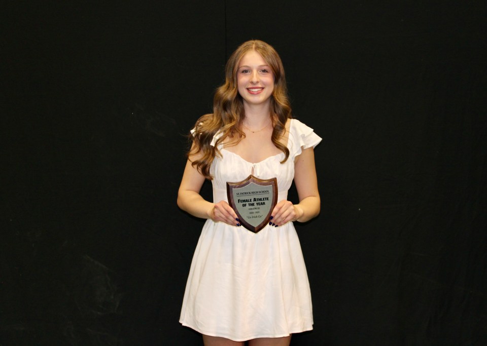 Lily Brennan with her Female Athlete of the Year plaque. Sara Verheul/Cabin Radio