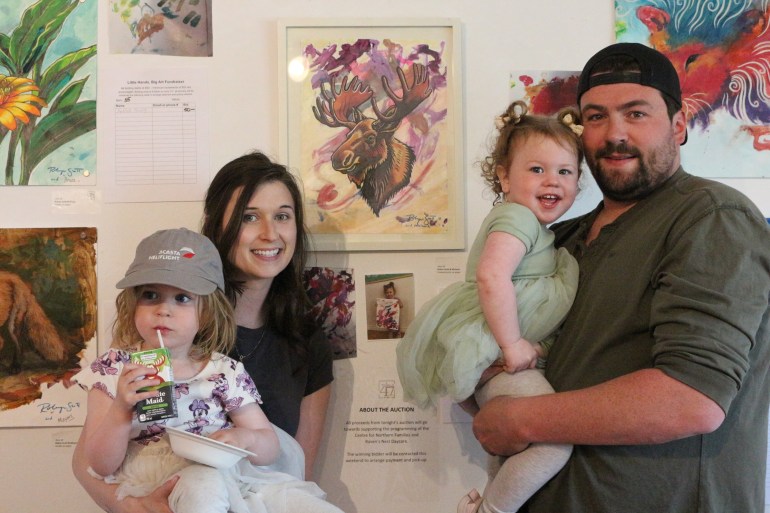 Lakesha Rondeau and Josh Bembridge pose with daughters Melanie (right) and Natalie. Serra Hamilton/Cabin Radio