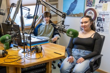 Ehxea Antoine, left, and Jasmine Nasogaluak. Ollie Williams/Cabin Radio
