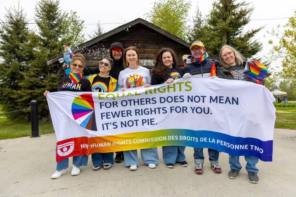 Yellowknife Pride Parade participants. Ollie Williams/Cabin Radio