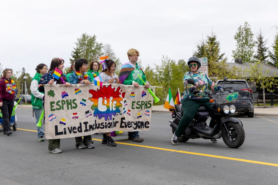 Yellowknife Pride Parade participants. Ollie Williams/Cabin Radio