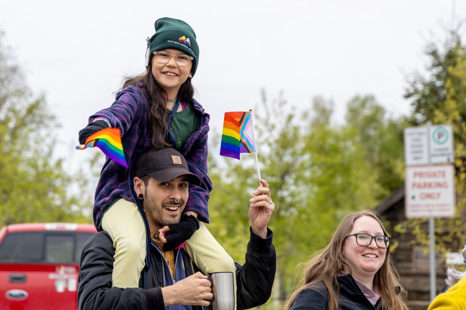 Yellowknife Pride Parade participants. Ollie Williams/Cabin Radio