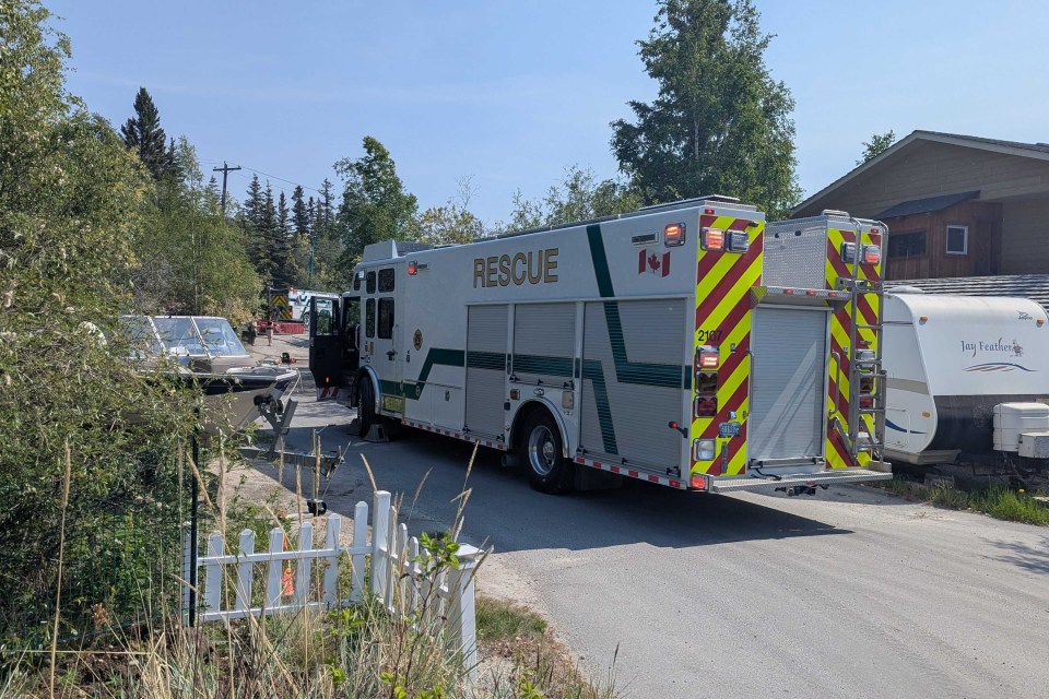 A fire truck on Latham Island on June 27, 2025. Sarah Pruys/Cabin Radio