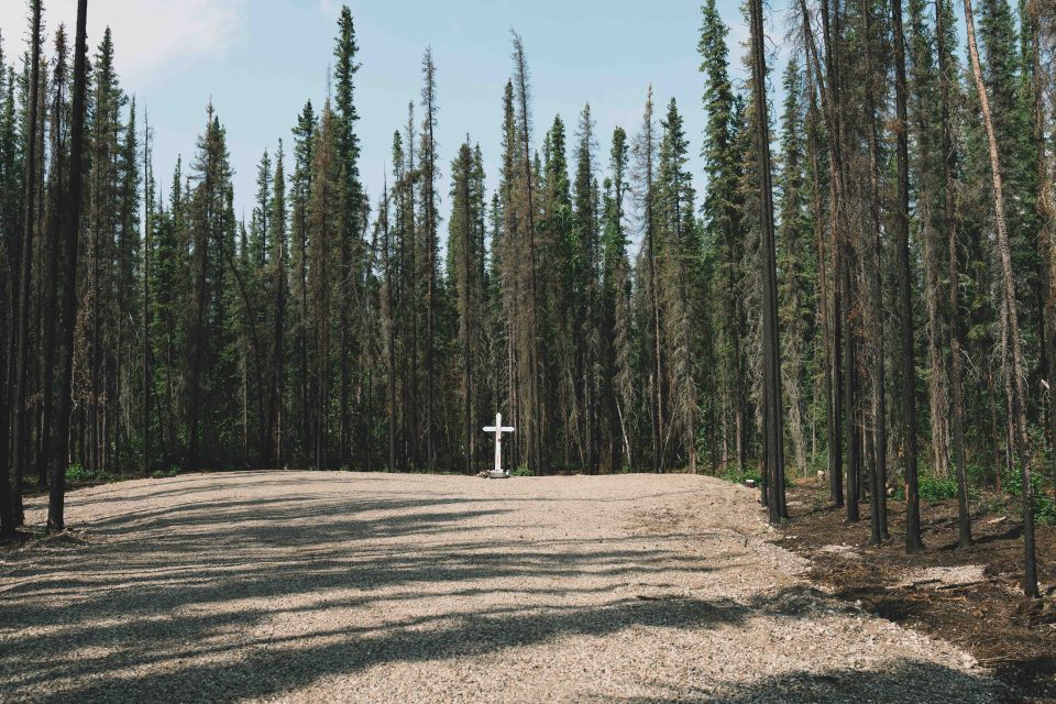 The site of the helicopter crash that took Tom Frith's life on June 28, 2024 a year on. Sarah Pruys/Cabin Radio