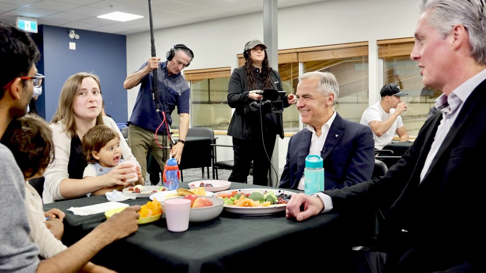The family meets Prime Minister Mark Carney and Premier RJ Simpson. Ollie Williams/Cabin Radio