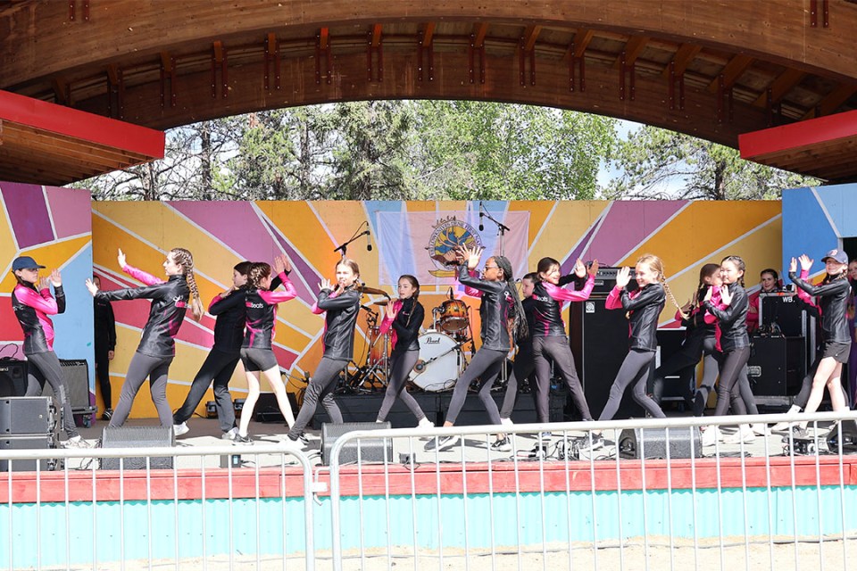Group of young dancers performing.