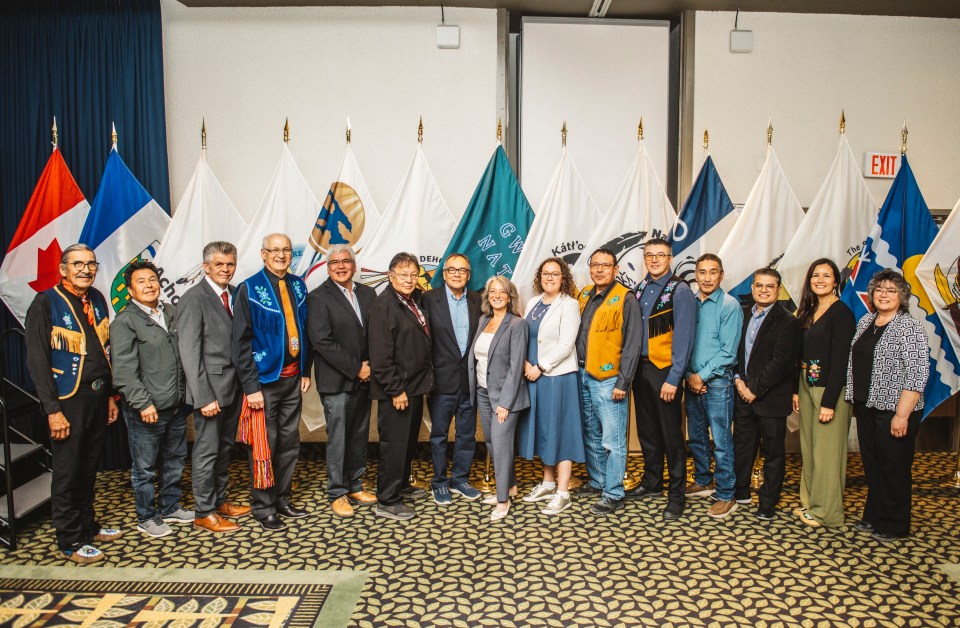 Representatives of some of the partners at Monday's signing event. Photo: Angela Gzowski