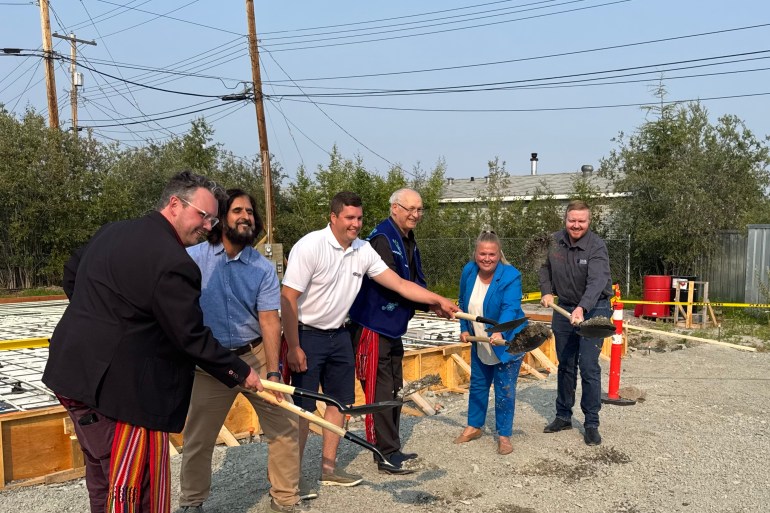 Leaders, investors and partners break ground on a new building for NSMA. Jacksen Friske/Cabin Radio