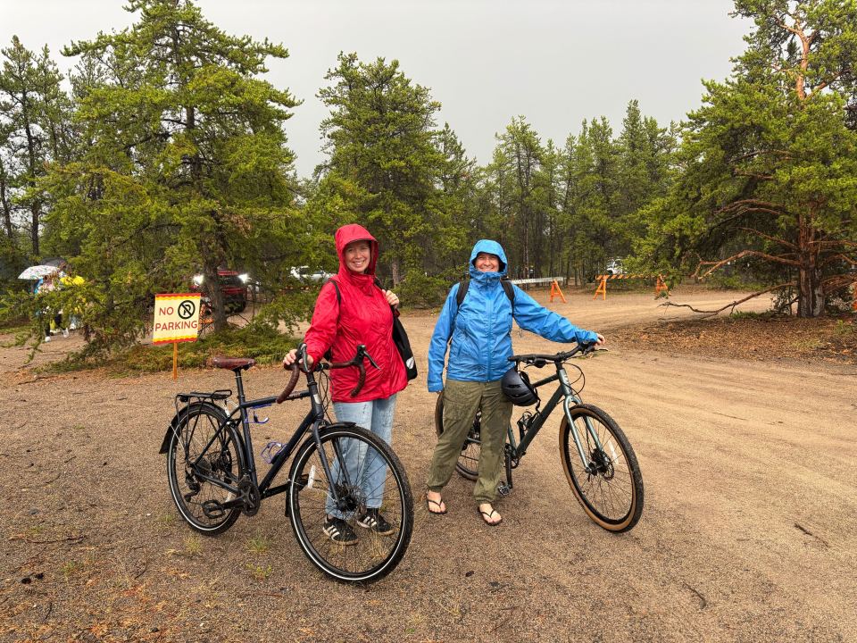 These Folk attendees were forced to leave the site when the storm became too powerful for the show to continue. Elke Sorensen/Cabin Radio