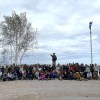 A group photo at a reforestation project celebration in Behchokǫ̀ in 2025. Emily Blake/Cabin Radio